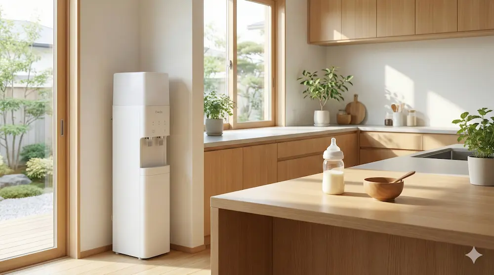 クリクラのウォーターサーバーがあるキッチンの様子